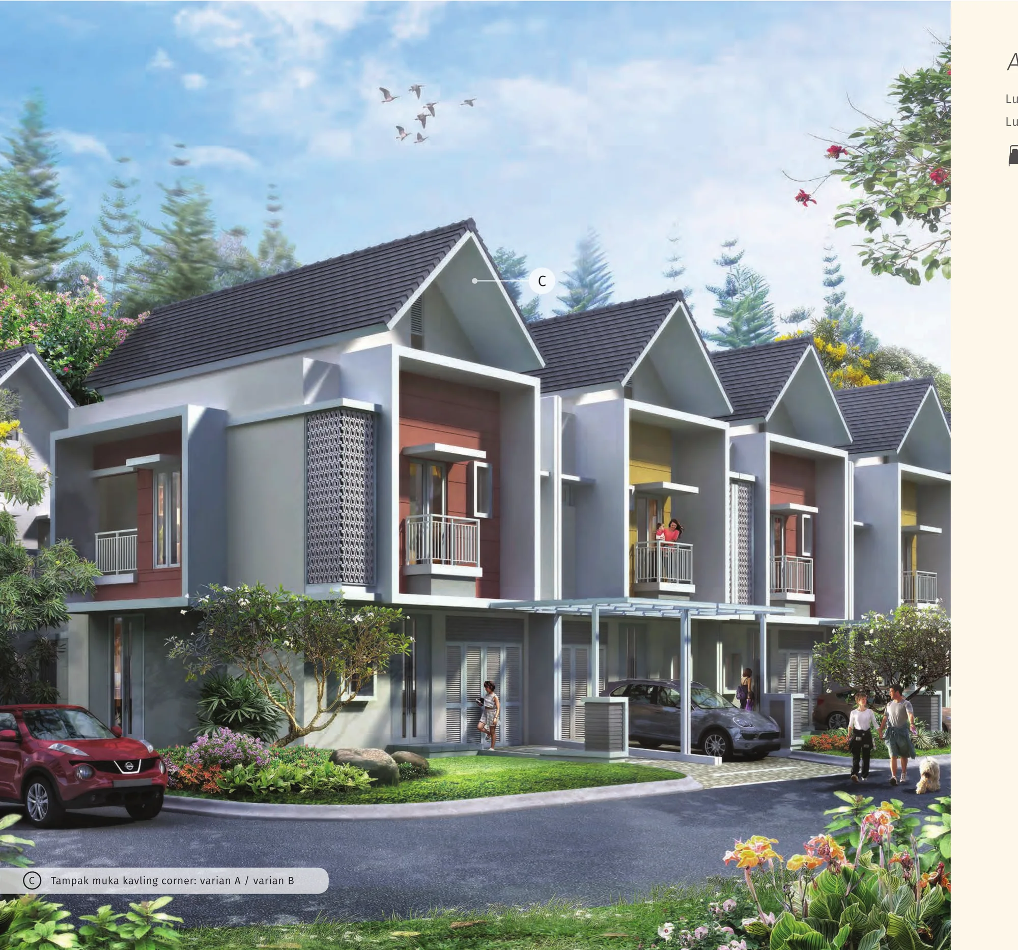 Amanda 7 — eksterior row 3 unit, konsep Rumah Adem
